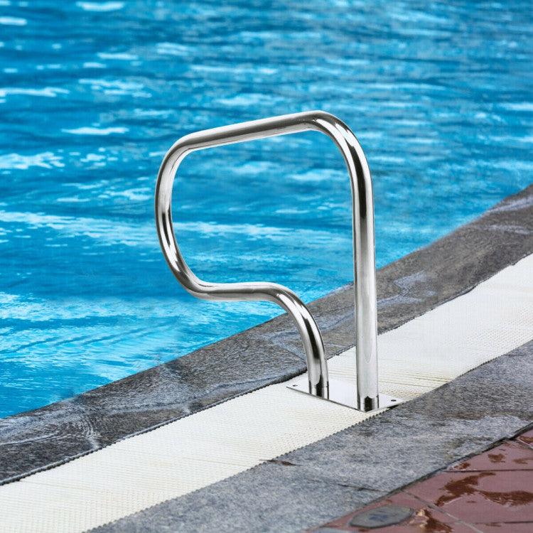 LazySwim™ Stainless Steel Swimming Pool Hand Rail with Base Plate - Lazy Pro