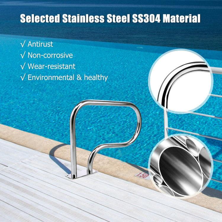 LazySwim™ Stainless Steel Swimming Pool Hand Rail with Base Plate - Lazy Pro