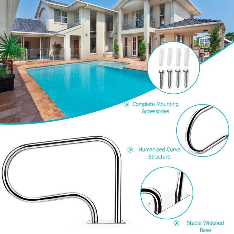 LazySwim™ Stainless Steel Swimming Pool Hand Rail with Base Plate - Lazy Pro