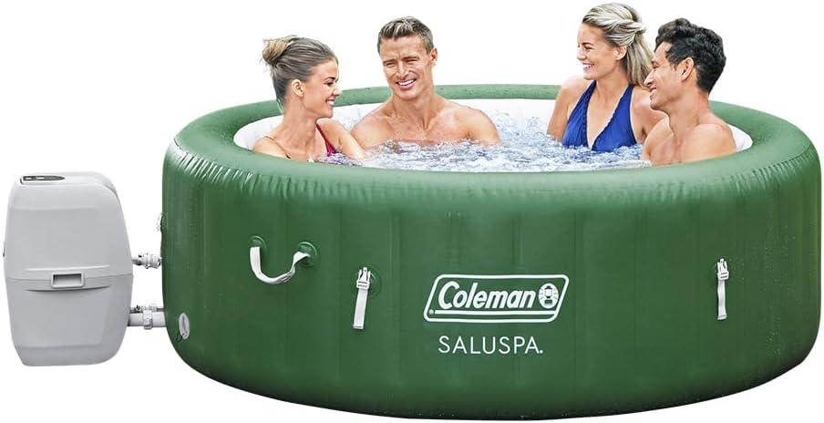 LazyTub™ SaluSpa Inflatable Hot Tub Spa | Portable Hot Tub with Heated Water System and 140 Bubble Jets - 4 People - Lazy Pro