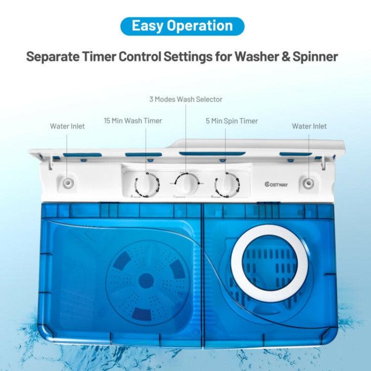 LazyWasher™ 26 lbs Portable Semi-automatic Washing Machine with Built-in Drain Pump - Lazy Pro