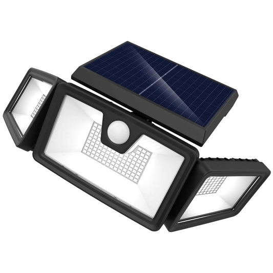 Outdoor Security Solar Lights: 216 LEDs, Adjustable 360°, 3 Heads, Waterproof IP65 - Lazy Pro