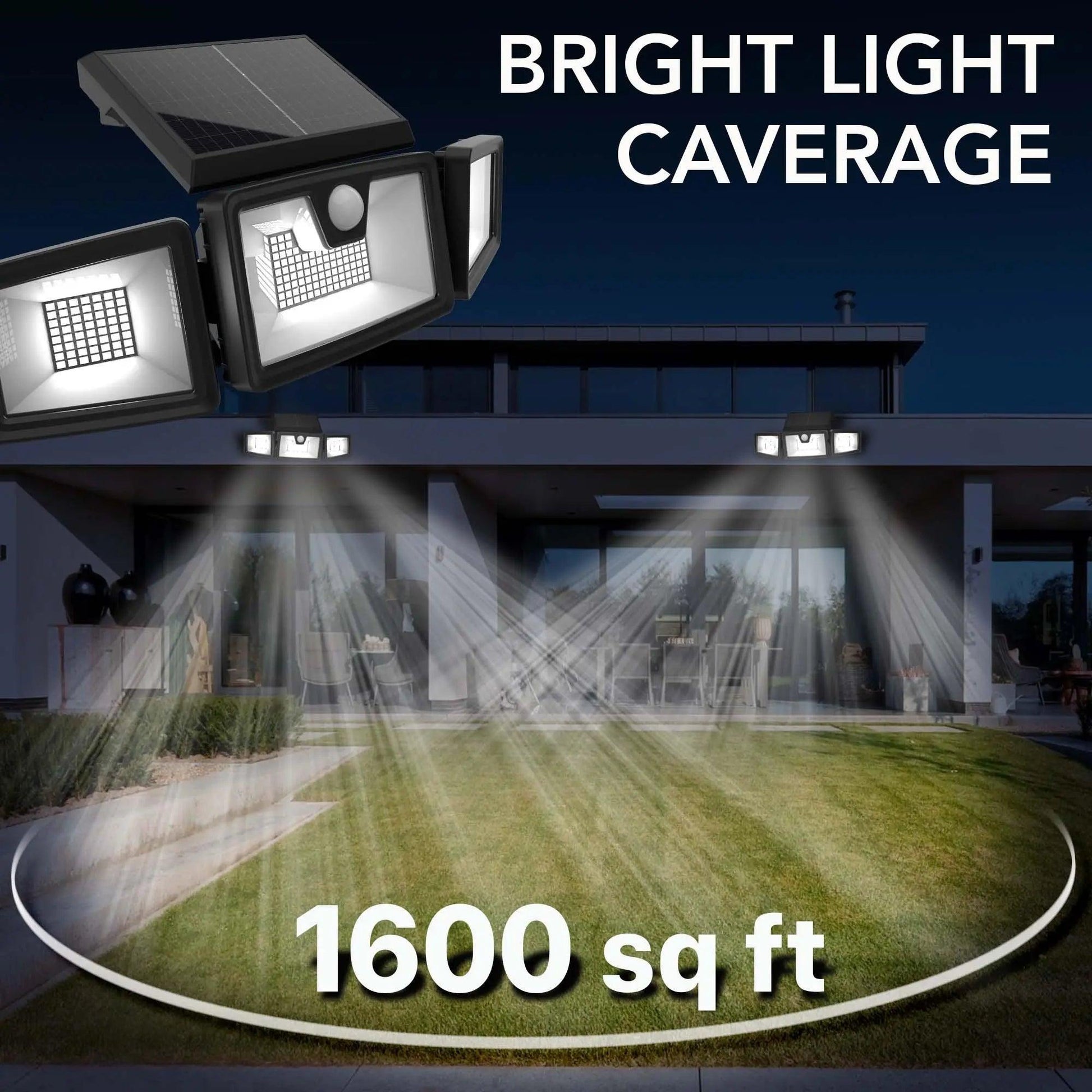 Outdoor Security Solar Lights: 216 LEDs, Adjustable 360°, 3 Heads, Waterproof IP65 - Lazy Pro