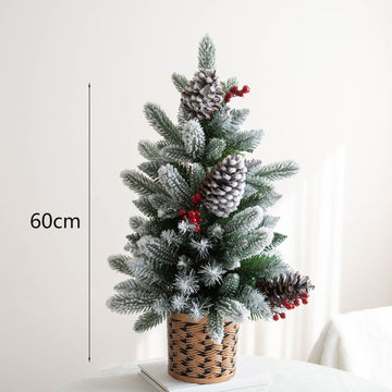 LazyPro Christmas Tree Table Top Ornaments Flocking Snow Spray High-Grade Christmas Tree 45/60Cm