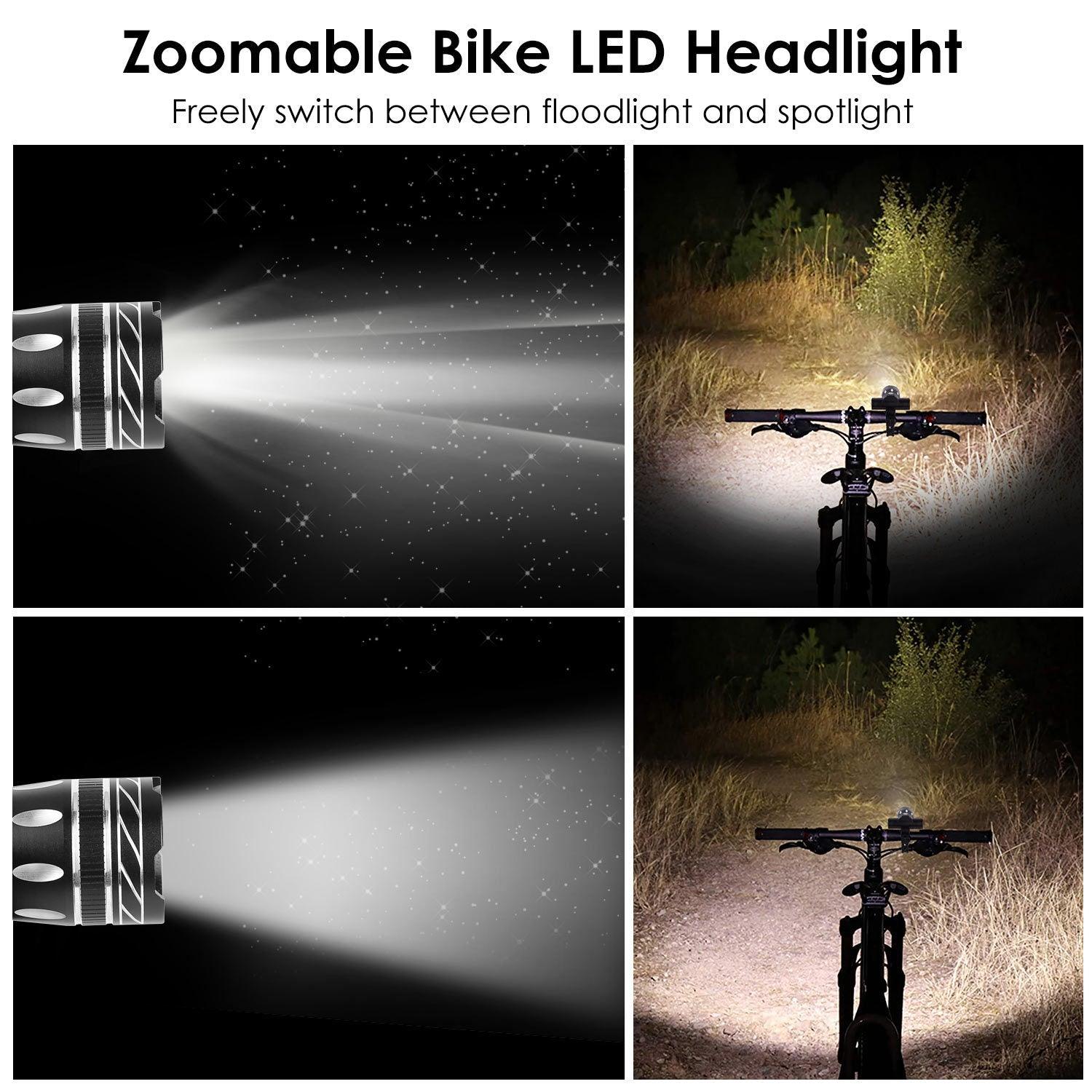 LazyPro Bike Headlight USB Rechargeable LED Bicycle Front Light IPX6 Waterproof Bicycle Headlight Aluminum Alloy Shell Bike Headlight - Lazy Pro