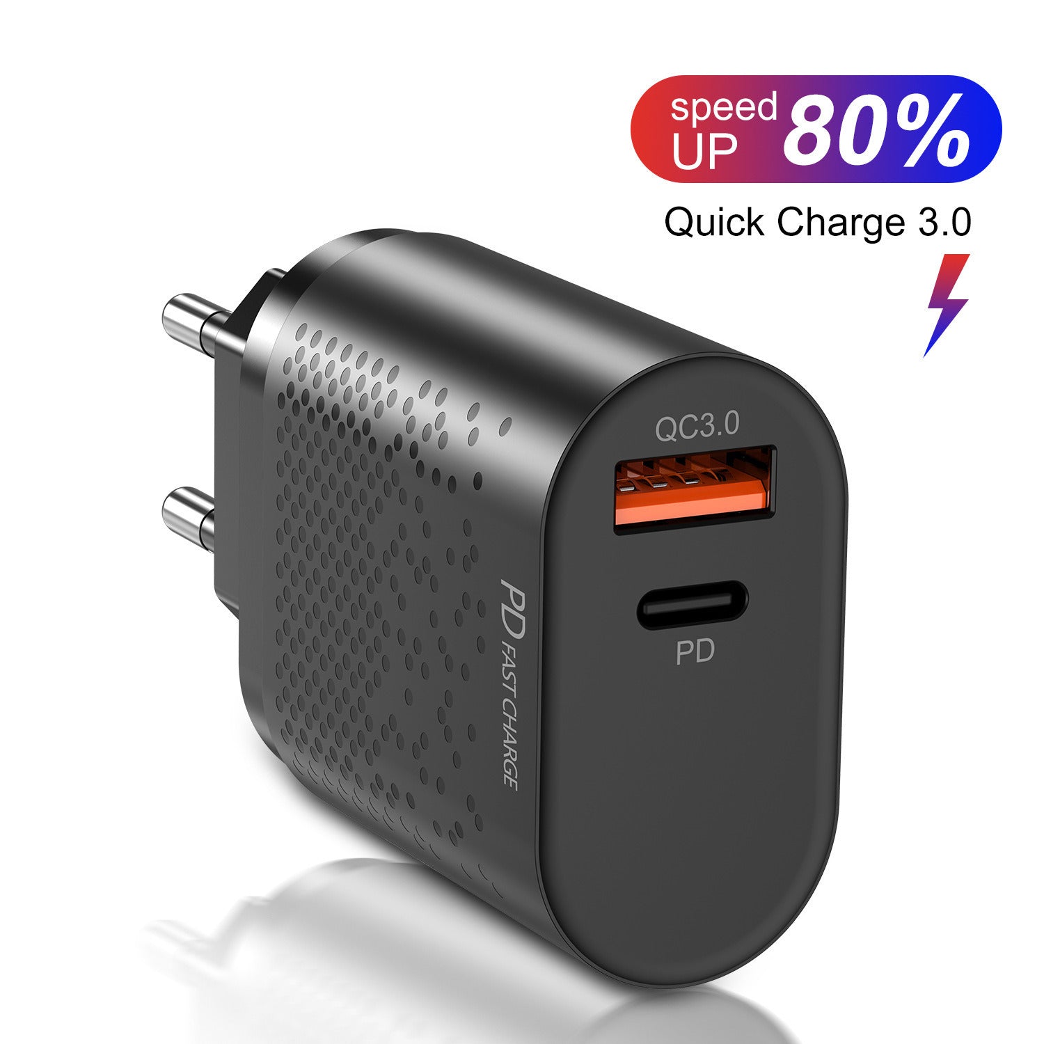 LazyPro™ QCFusion 18W DualPort: The Ultimate QC3.0 & PD Fast Charger - USB-A + Type-C Combo for Apple & Android (US Standard)