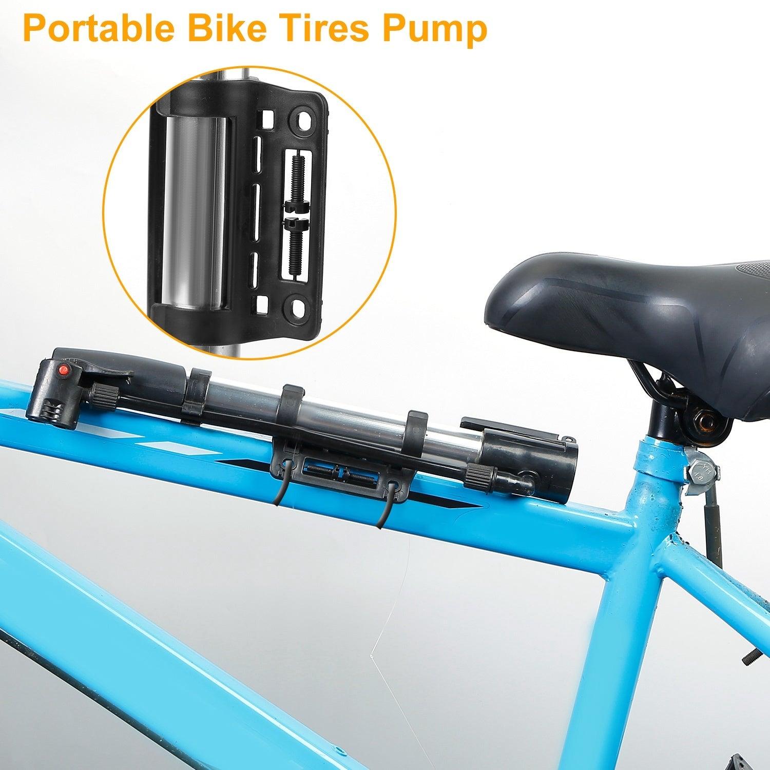 LazyPro MB4 Mini Bike Pump Portable Bicycle Tire Inflator Ball Air Pump w/ Mount Frame For Mountain Road Bike - Lazy Pro