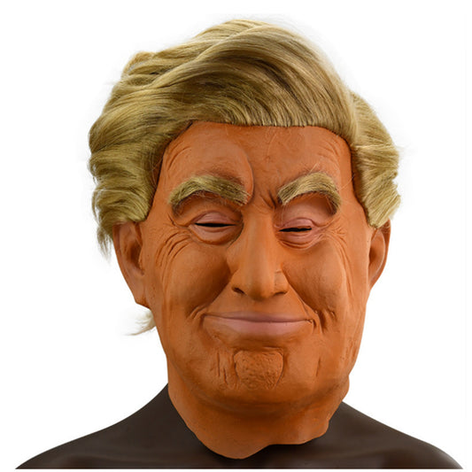Donald Trump Mask Realistic President Latex Headgear Halloween Party Celebrity Cosplay Costume Props Yellow Wig Head Cover Mask
