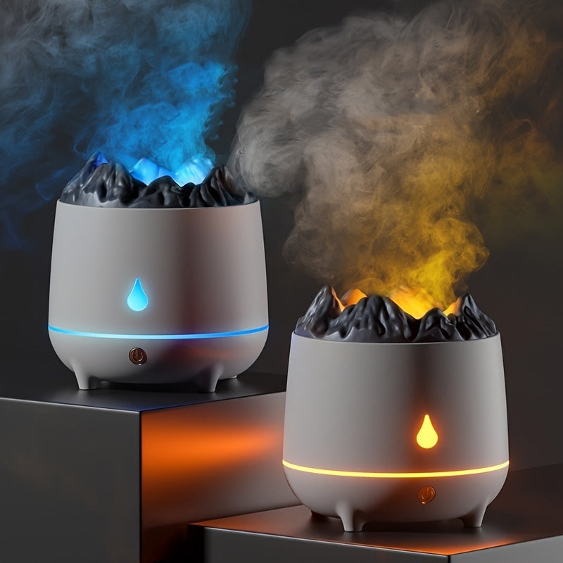 LazyPro Flaming Mountain Aromatherapy Machine Humidifier Home Large Fog Volume 400mL Creative Aromatherapy Machine Ultrasonic Simulated Volcano Humidifier With Flame Night Light