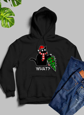 LazyPro What Cat Christmas Tree Hoodie