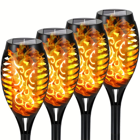 4/8/12pcs/pack Solar Outdoor Lights, 12LED Solar Torch Lights With Flickering Flame For Garden Decor, Mini IP65 Waterproof Landscape Flame Lights For Yard Pathway Patio Pool - Auto On/Off