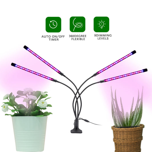 LazyPro LED Grow Light Top - 6000K Full Spectrum Clip Plant Growing Lamp with White Red LEDs for Indoor Plants,5-Level Dimmable,Auto On Off Timing 4 8 12Hrs