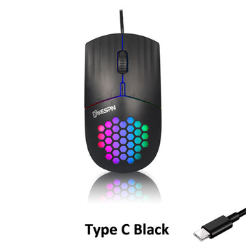 LazyPro G100 - USB/Type C Wired Mouse 1600 DPI RGB Backlit for Computer iPad Mac Tablet Macbook Air Laptop PC