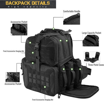 SURVIVOR T2 3-Pistol Tactical Range Gun Backpack Bag And Ammo Carrying Case