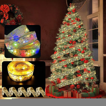 LazyPro Christmas Glowing Ribbon Led Light String Tree Smart Bluetooth Symphony Decorative Gold Ribbon