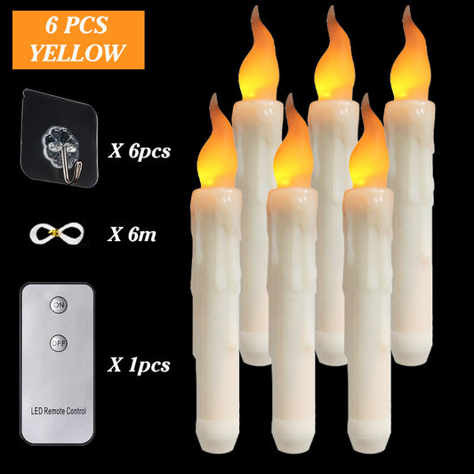 6/12/30pcs Floating LED Candles Remote Control Flameless Taper Candle Halloween Decor Party Birthday Wedding Christmas Supplies
