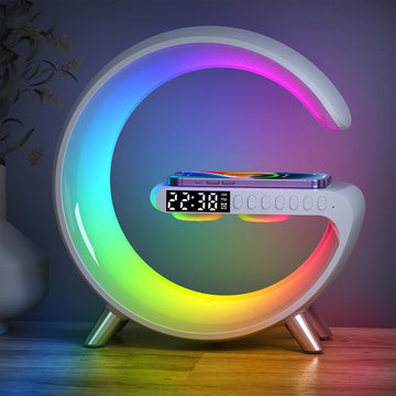 LazyPro RGB Light Bar Smart Light Sunrise Alarm Clock; Dimmable Table Lamp With Fast Wireless Charger Alarm Clock For Heavy Sleepers Adults For Bedroom; Dorm; Gift