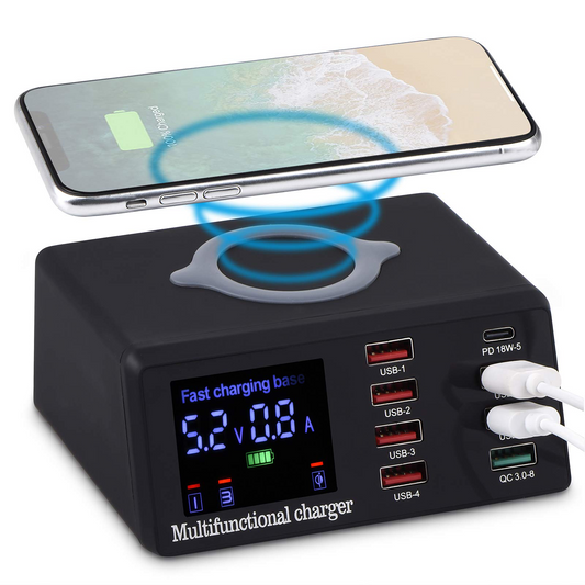 100W Quick Charge 3.0 8-Port USB Fast Charger; USB Hub Fast Charging Station QC 3.0 And PD Fast Charger; 15W Max Fast Wireless; compatible; iphone/ipad/Samsung/Android