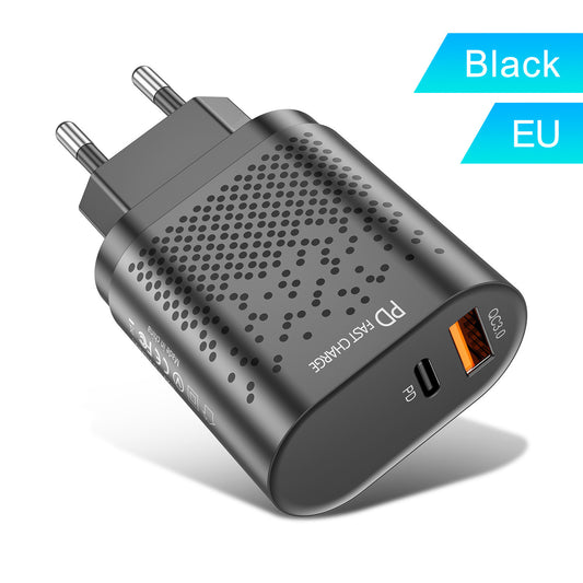 LazyPro™ QCFusion 18W DualPort: The Ultimate QC3.0 & PD Fast Charger - USB-A + Type-C Combo for Apple & Android (US Standard)