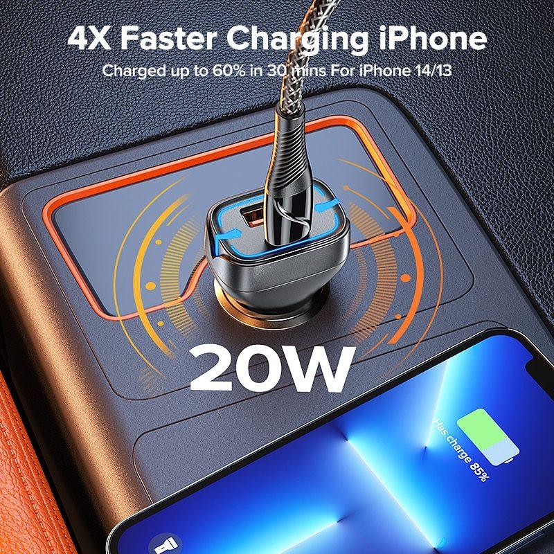 LazyBank 42.5W Car Charger PD Fast Charging For iPhone 14 Pro Quick Charge 3.0 Car Phone Charger For Samsung - Lazy Pro