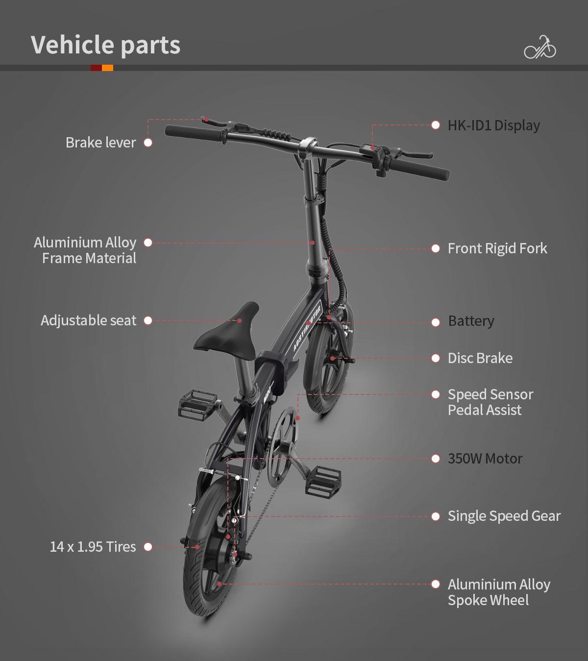 LazyBot Express 14" Electric Bike,350W 7.5Ah/36V E Bike, Lightweight Folding Electric Bicycles for Adult(White) - Lazy Pro