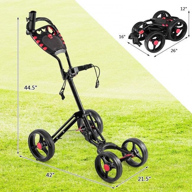 LazyBot GolfMaster All-Terrain Durable Foldable Multi-Wheel Golf Pull Push Cart Trolley - Lazy Pro