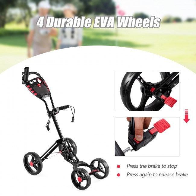 LazyBot GolfMaster All-Terrain Durable Foldable Multi-Wheel Golf Pull Push Cart Trolley - Lazy Pro