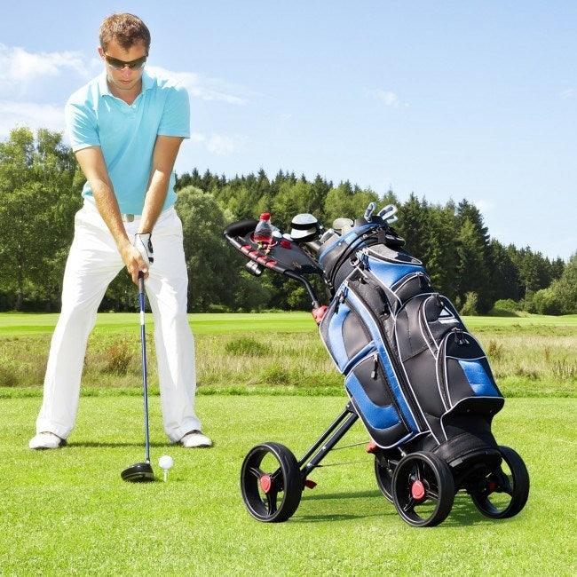 LazyBot GolfMaster All-Terrain Durable Foldable Multi-Wheel Golf Pull Push Cart Trolley - Lazy Pro