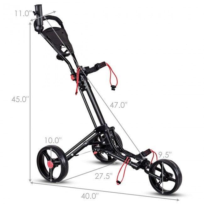 LazyBot GolfMaster All-Terrain Durable Foldable Multi-Wheel Golf Pull Push Cart Trolley - Lazy Pro