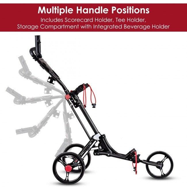 LazyBot GolfMaster All-Terrain Durable Foldable Multi-Wheel Golf Pull Push Cart Trolley - Lazy Pro