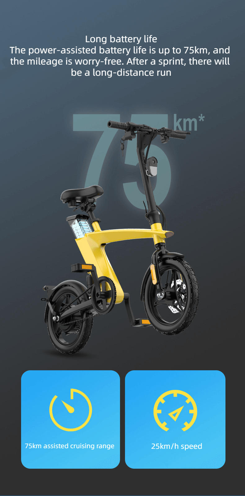 LazyBot H1 Foldable Electric Bike 250W 36V 10AH 14 Inches Tire Electric Bike With Pedal Assist 100KG Load - Lazy Pro