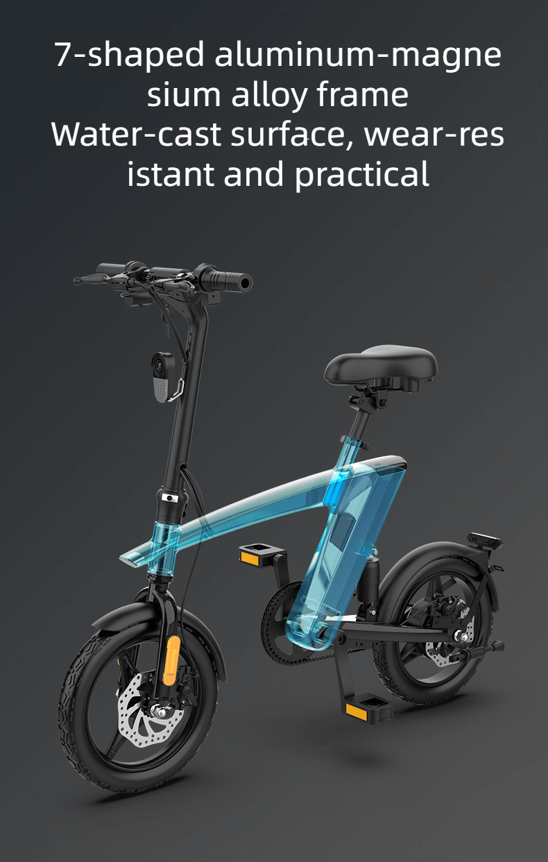 LazyBot H1 Foldable Electric Bike 250W 36V 10AH 14 Inches Tire Electric Bike With Pedal Assist 100KG Load - Lazy Pro