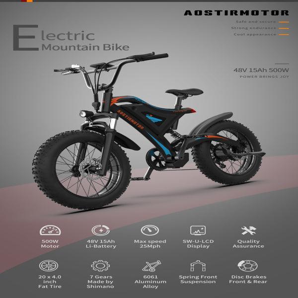 LazyBot S Vail Pro Electric Bicycle 500W Motor 26" Fat Tire 40KM 48V 15Ah - Lazy Pro