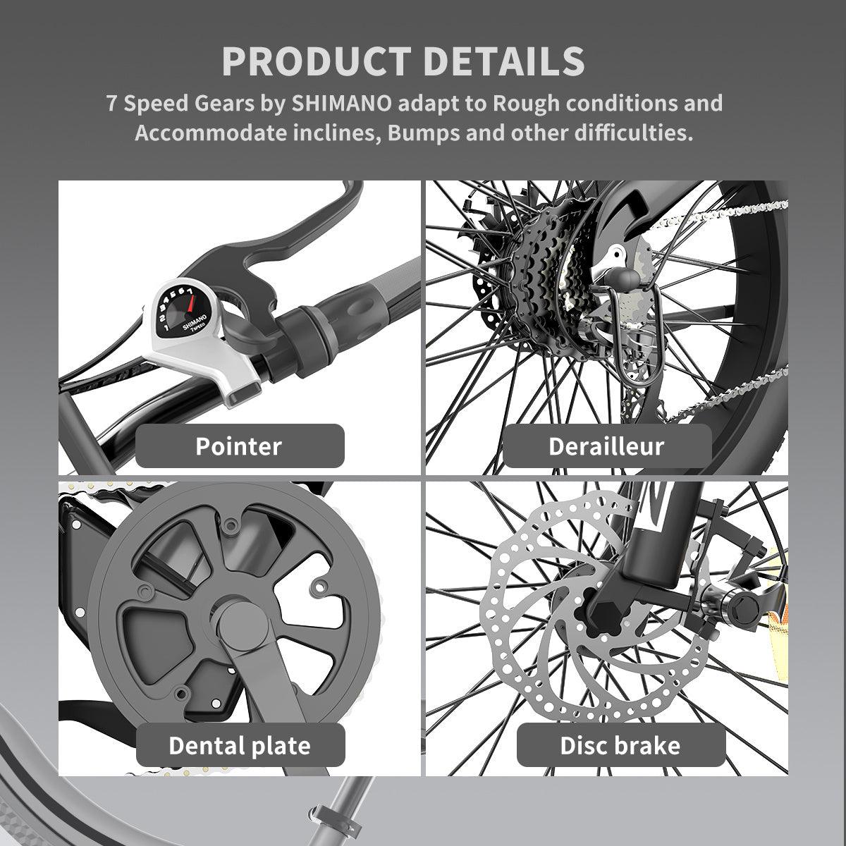 LazyBot S18 26 in 750W Electric Bike Fat Tire 48V 15AH with REMOVABLE Battery for Adults - Lazy Pro