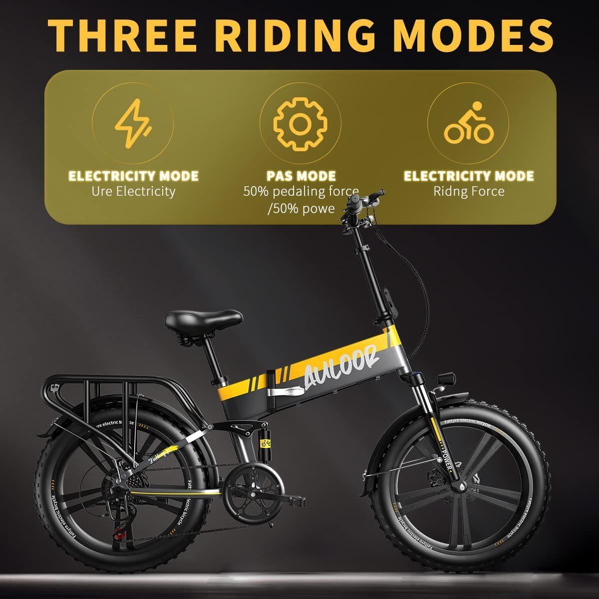 LazyBot™ 20H1F 750W Foldable Electric Bike for Adults with 20'x4'Fat Tire; E Bikes MTB with LG 48V 12.8Ah Battery Shimano 7-Speed Ebike - Lazy Pro