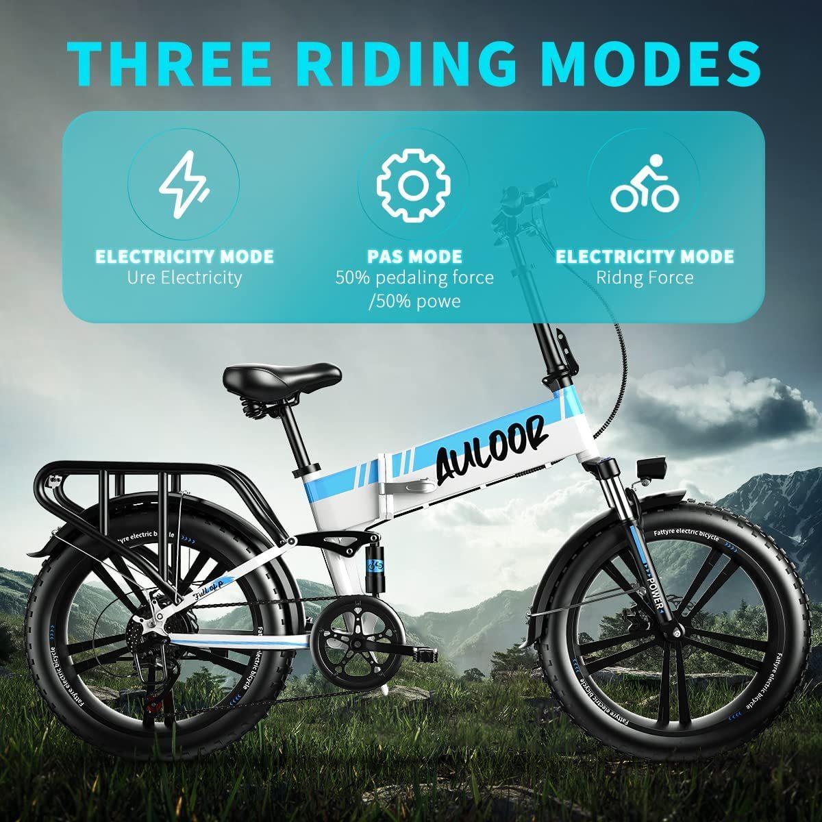 LazyBot™ 20H1F 750W Foldable Electric Bike for Adults with 20'x4'Fat Tire; E Bikes MTB with LG 48V 12.8Ah Battery Shimano 7-Speed Ebike - Lazy Pro