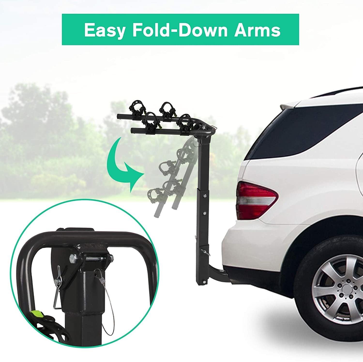 LazyBot™ Bike Rack for Car Rack 2-1 Bike Hitch Mount Bicycle Rack for SUV with 2-Inch Receiver, Rubber Lock & Sleek Pad - Lazy Pro