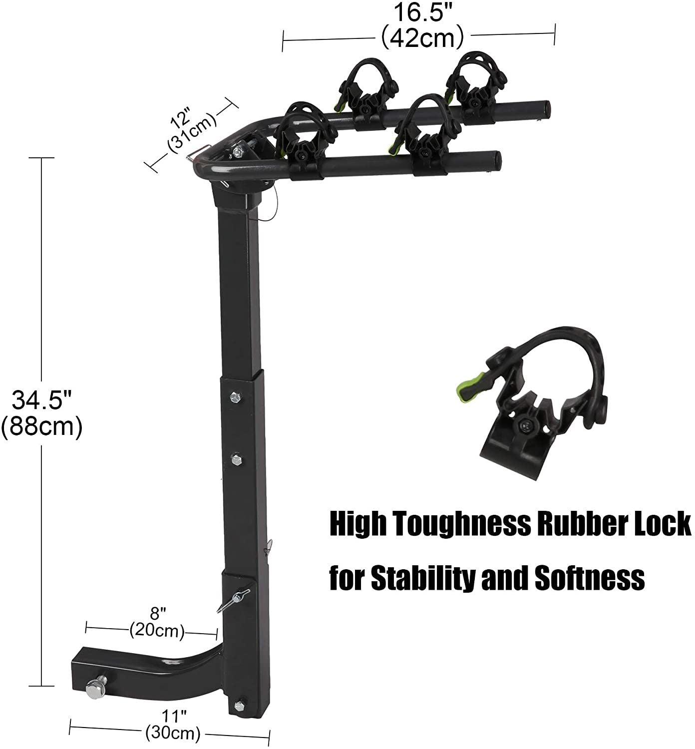 LazyBot™ Bike Rack for Car Rack 2-1 Bike Hitch Mount Bicycle Rack for SUV with 2-Inch Receiver, Rubber Lock & Sleek Pad - Lazy Pro