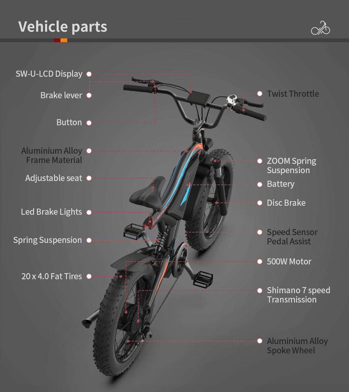 LazyBot™ Journey Electric Bicycle 500W Motor 26" Fat Tire With 48V/15Ah Li-Battery S18-MINI New style - Lazy Pro