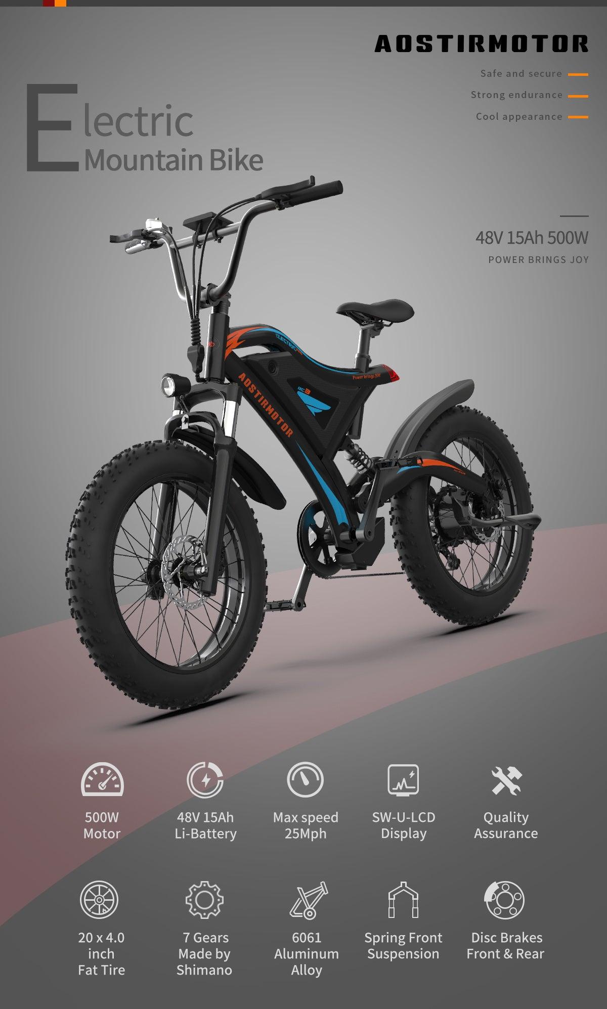 LazyBot™ Journey Electric Bicycle 500W Motor 26" Fat Tire With 48V/15Ah Li-Battery S18-MINI New style - Lazy Pro