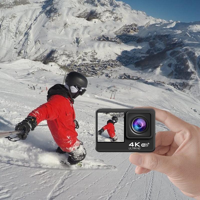 LazyCam AT-Q60TR 4K Action Camera 2024 Newest Action Camera 4K 60FPS 20MP 2.0 LCD EIS Dual Screen WiFi Webcam Waterproof Helmet Sports Video Pro Cam In Stocks built in 32GB - Lazy Pro