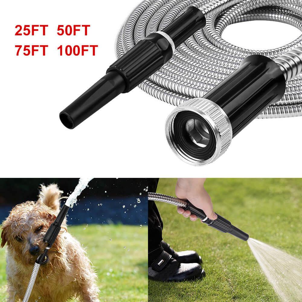 LazyHose 304 Stainless Steel Garden Water Hose Pipe 25/50/75/100FT Flexible Lightweight - Lazy Pro