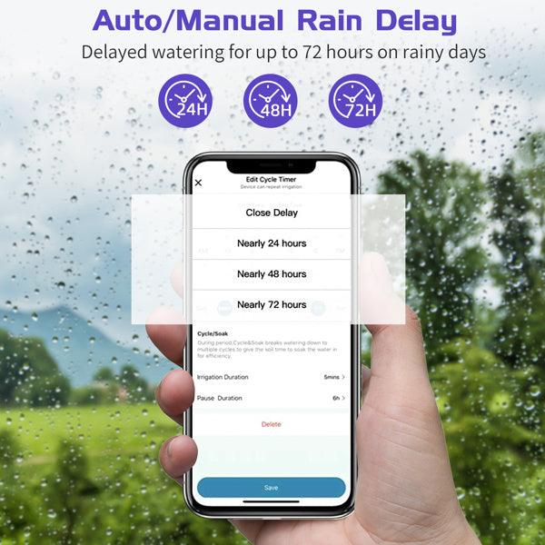 LazyHose Bluetooth Sprinkler Timer, WiFi Smart Irrigation Water Timer, Wireless Remote APP & Voice Control, Rain Delay/ Manual/ Automatic Watering System, Watering Hose Timer - Lazy Pro