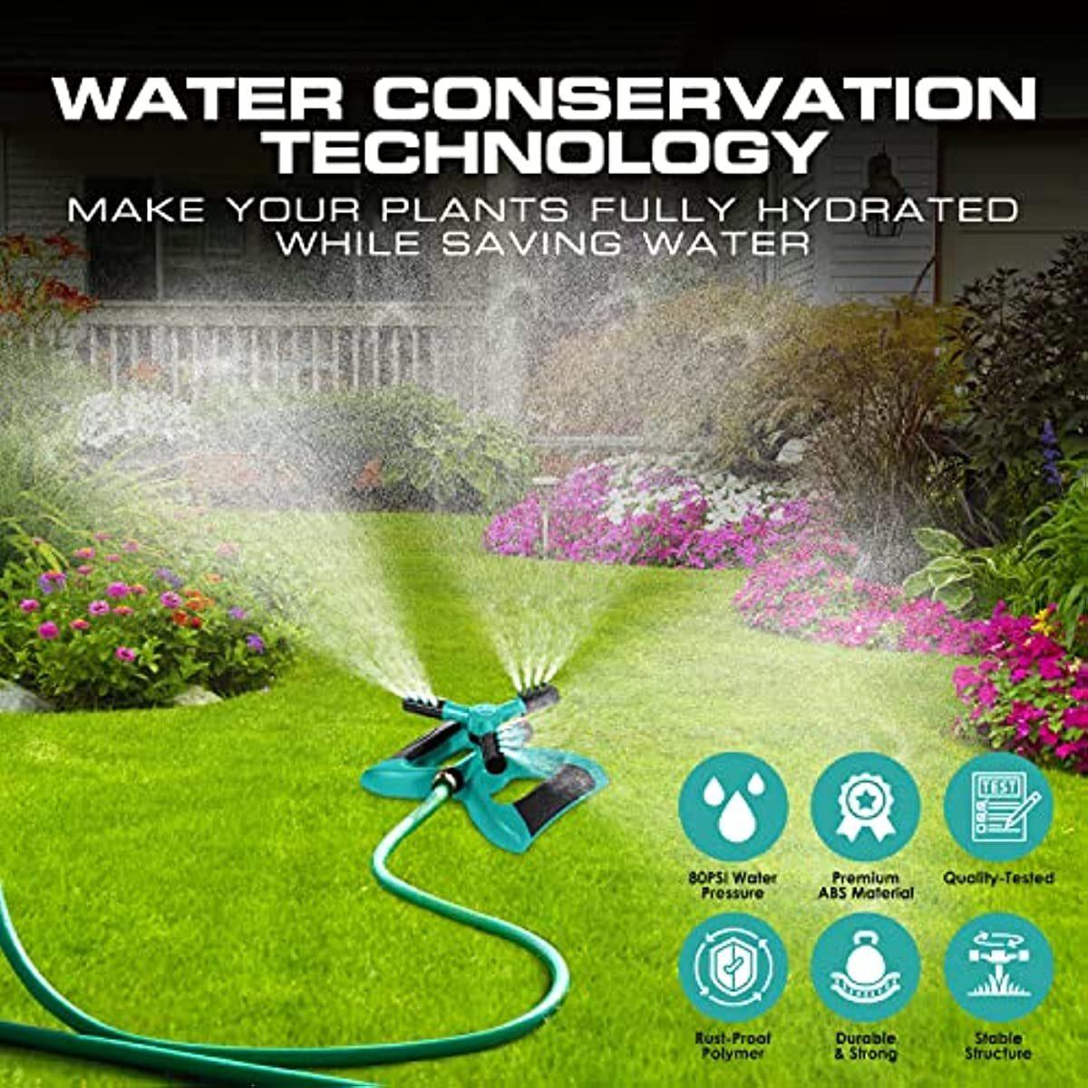 LazyHose Sprinkler for Yard; Automatic Rotating Garden Sprinkler for Large Area Coverage; Lawn and Yard Sprinklers Sprinkler - Lazy Pro