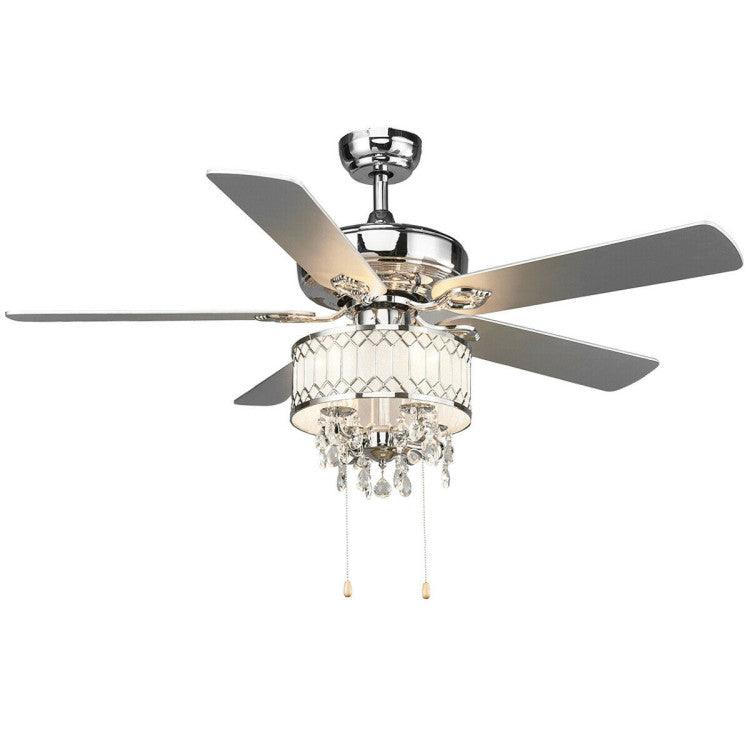 LazyLighting™ 52 Inch Crystal Ceiling Fan Lamp with 5 Reversible Blades - Lazy Pro