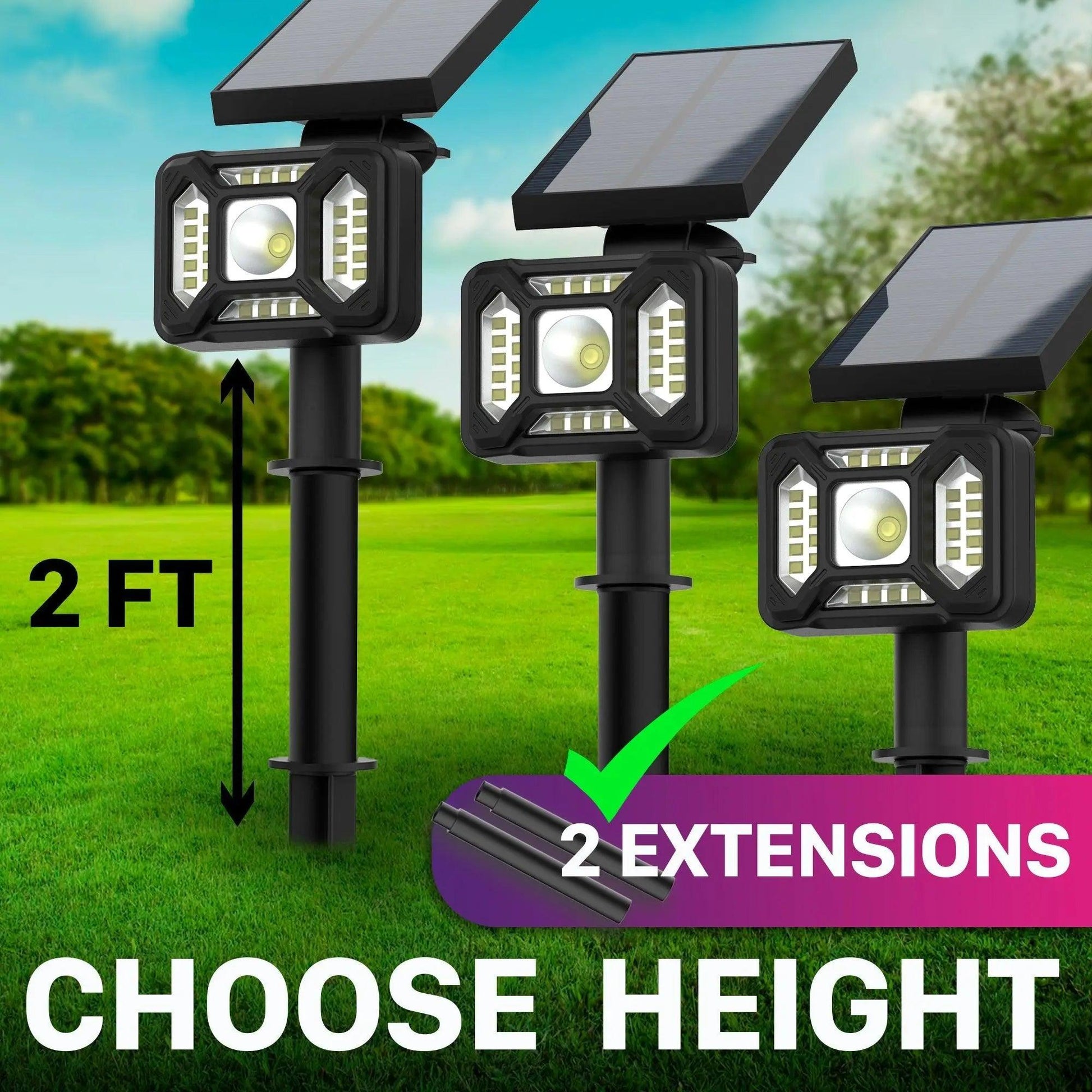 LazyLights X27 - Solar Landscape Spotlights Outdoor with 27 LEDS | IP65 Waterproof | Landscape Path Lights for Walkway - Lazy Pro