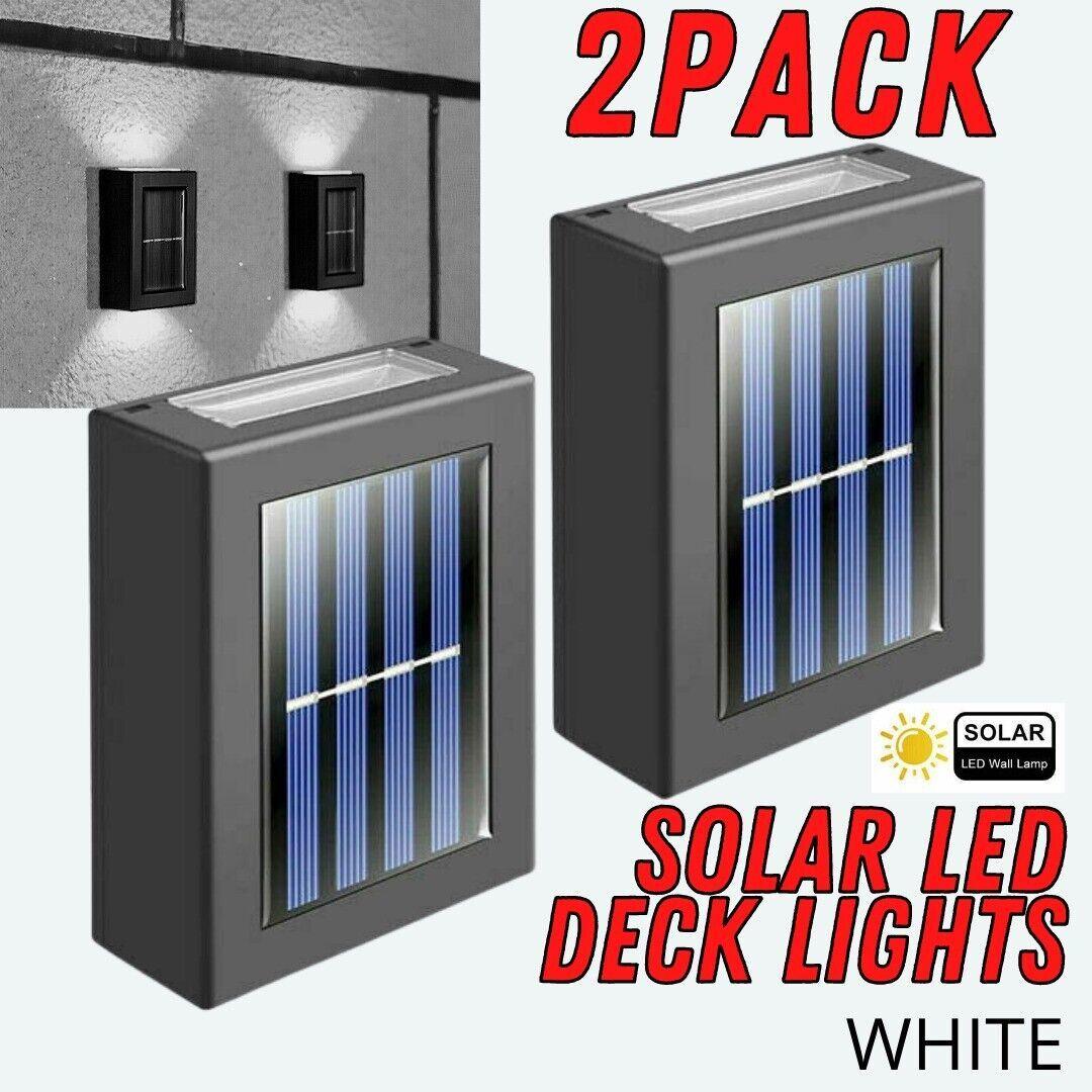LazyPro 2 Pack New Solar Deck Lights Outdoor Waterproof LED Steps Lamps For Stairs Fence - Lazy Pro