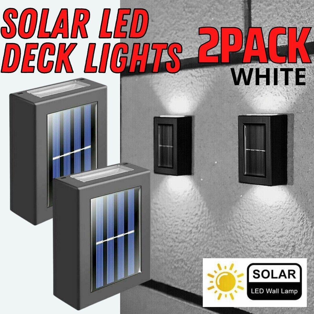 LazyPro 2 Pack New Solar Deck Lights Outdoor Waterproof LED Steps Lamps For Stairs Fence - Lazy Pro