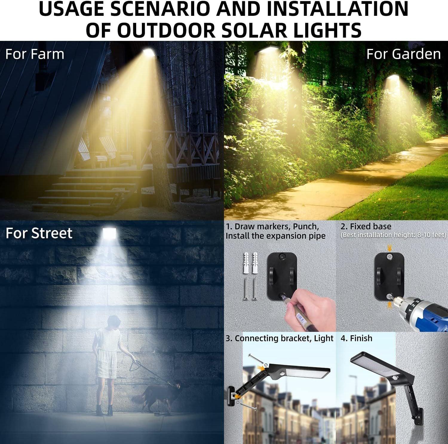 LazyPro 2 Pack Outdoor Solar Flood Lights Wireless 48 LED Waterproof Security Motion Sensor Light With 3 Modes - Lazy Pro