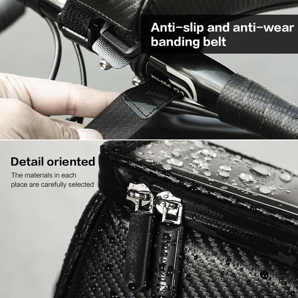 LazyPro BF1 Bike Phone Front Frame Bag Bicycle Bag Waterproof Bike Phone Mount Top Tube Bag Bike Phone Case Holder Accessories Cycling Pouch Compatible Phone Under 6.5' - Lazy Pro